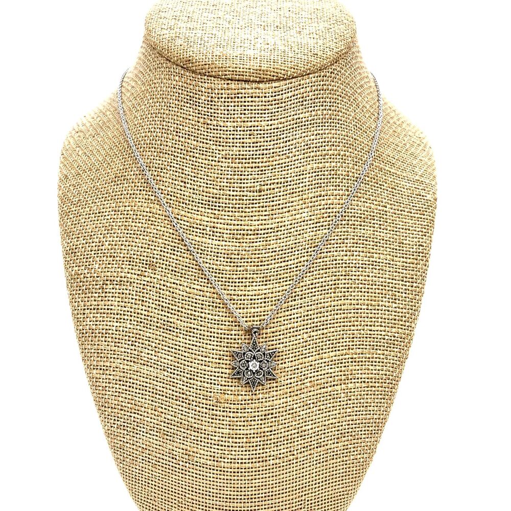 JUDITH JACK MARCASITE NECKLACE Sterling Silver Starburst Sun Pendant